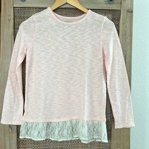 💚BUY 3 for $15💚NWOT THE Children's Place Girls Pink long sleeve lace top size xl